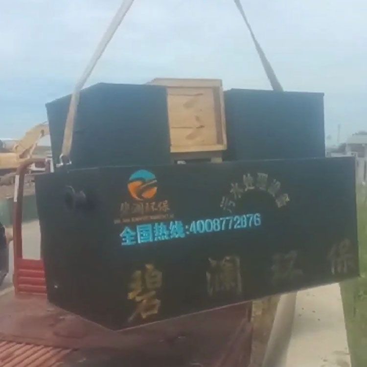 安徽六安二台2-1-1.5米一体化污水处理设备到货现场吊装就位